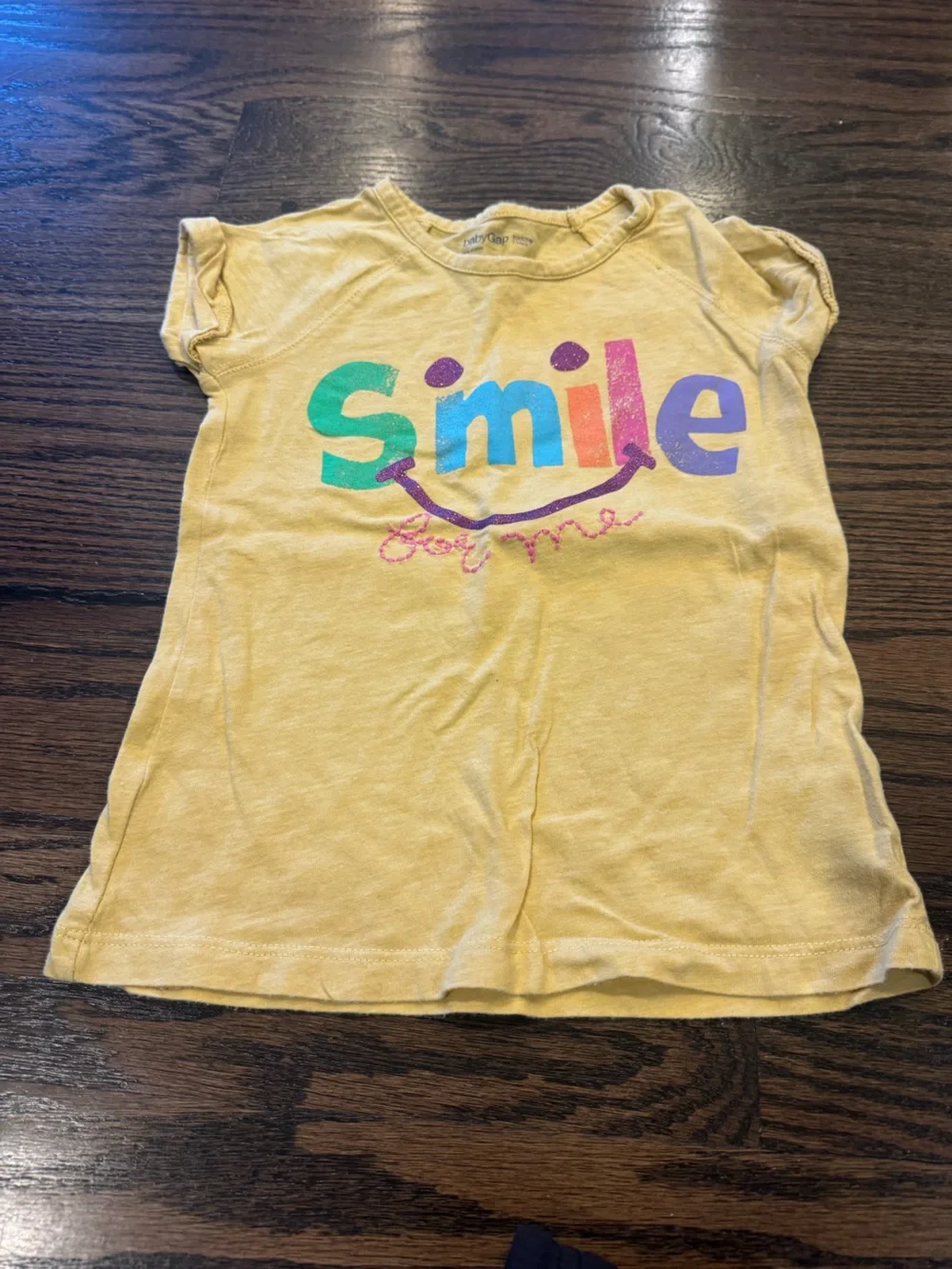 GAP Yellow 'Smile' Graphic Tee with Multicolor Print